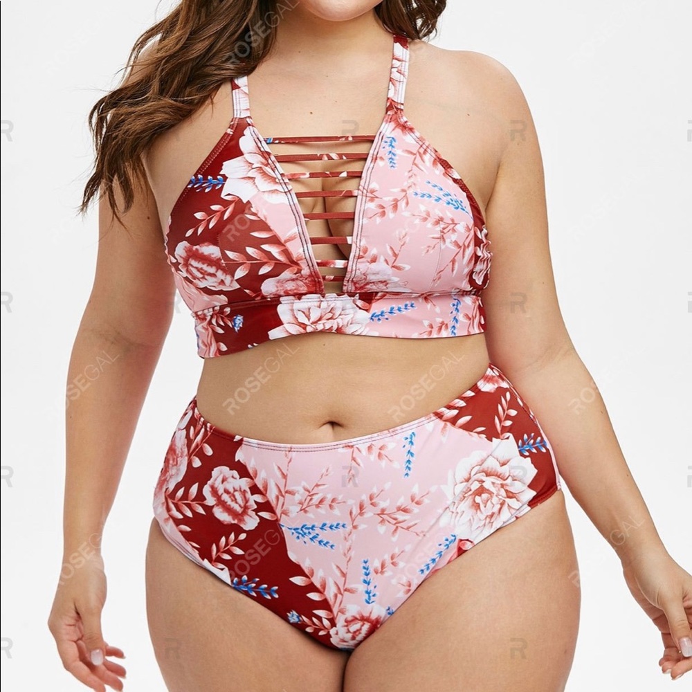 Rosegal 2 piece Halter Style Swimsuit Plus Size 1x
